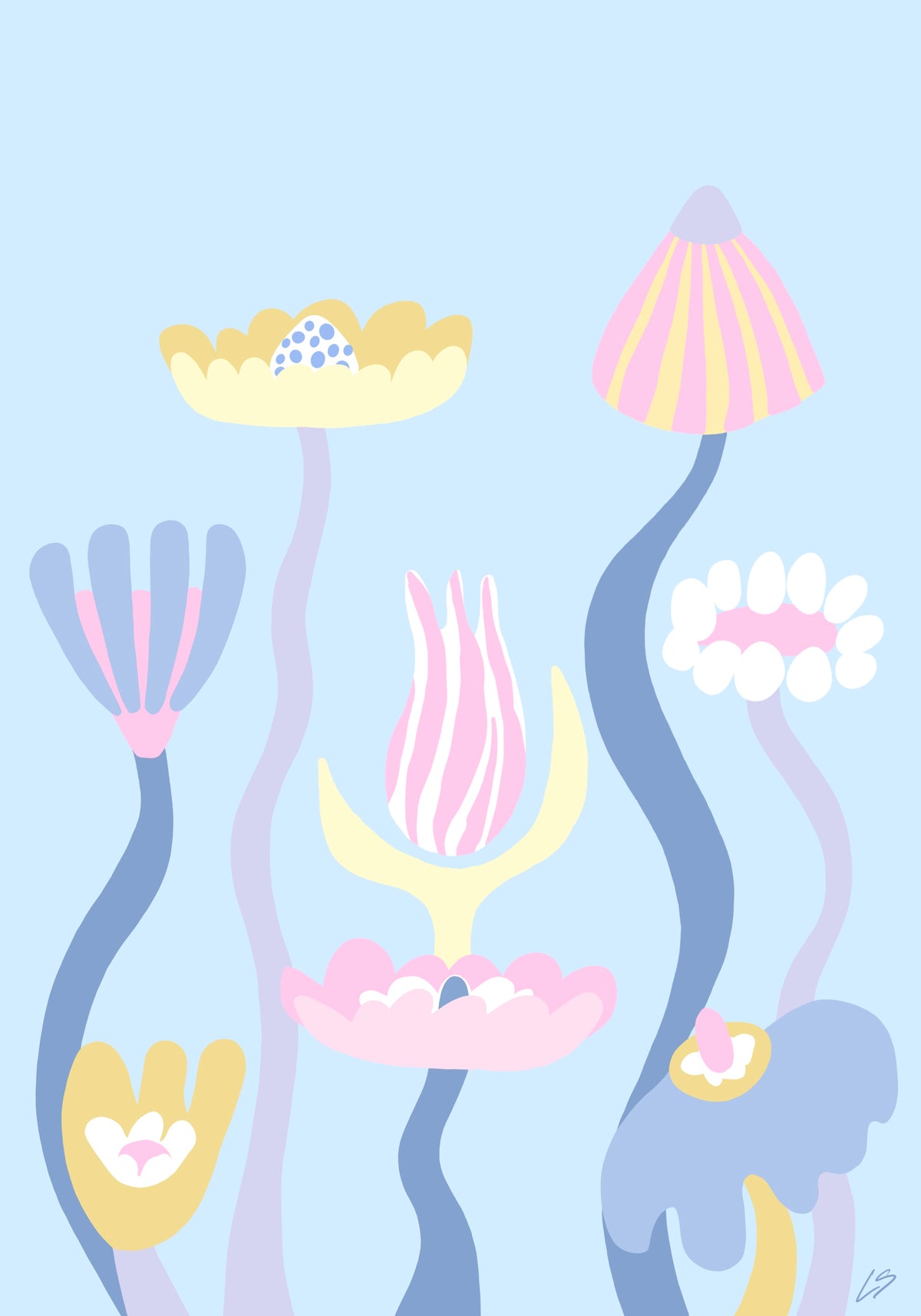 White &amp; Gold Poppies Poster