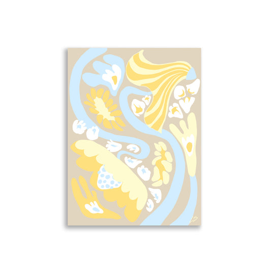 Beige Swirl Poster abstract wall art with flowing flowers in beige and neutral tones 30x40 cm